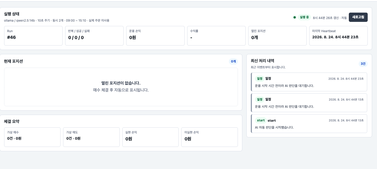 QuantPilot 실시간 확인 화면